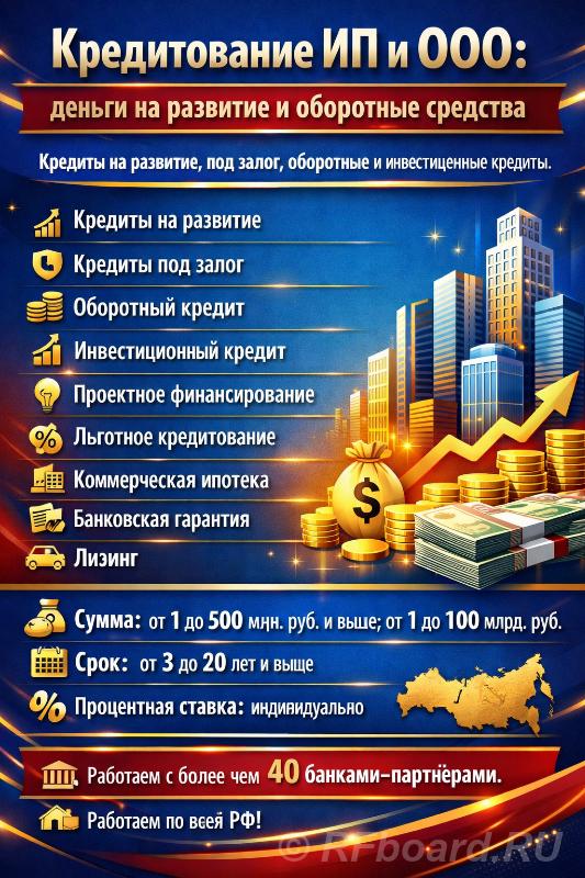 Кредиты на развитие бизнеса по РФ. Кредитование ИП и ООО. Новосибирская область,  Новосибирск
