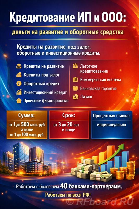Кредитование ИП и ООО по РФ. Деньги на развитие и оборотные средства. Хабаровский край,  Хабаровск