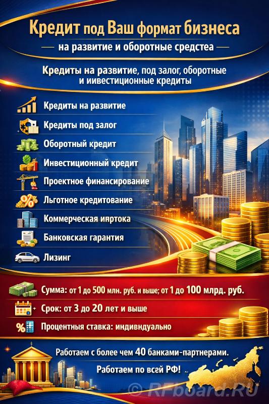 Кредит под Ваш формат бизнеса по РФ. Деньги на развитие и оборотные ср .... Ростовская область,  Ростов-на-Дону