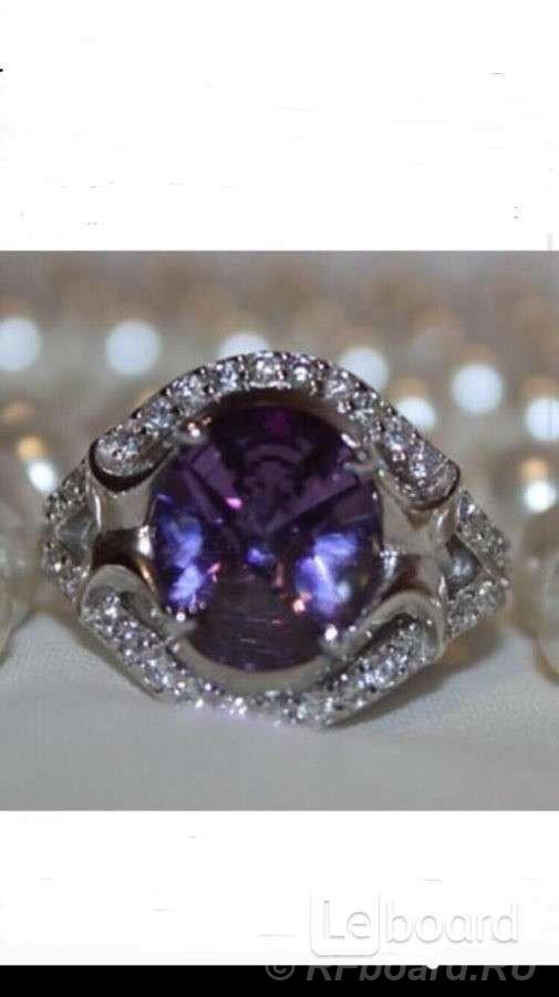Кольцо новое серебро 19 размер камень аметист фиолетовый сиреневый кам ....  Москва